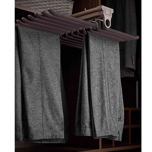 Barra Pantalonero Herrajes ALK Serie Óptima - Acabado Grafito, Para Armarios Y Perchas